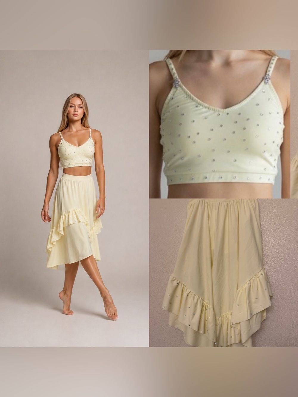 Reverence custom solo dance costume 2 piece ivory lyrical contemporary XS adult